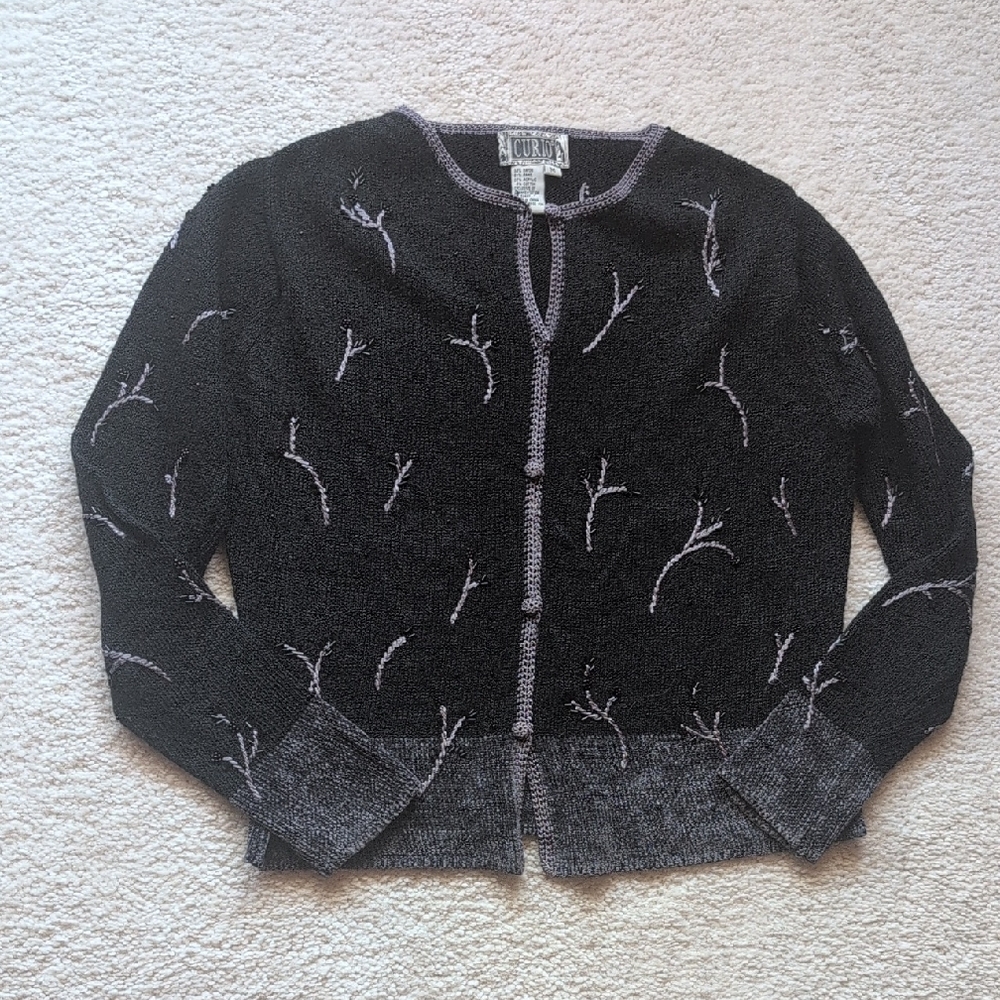 Elegant Black and Gray Women's Cardigan